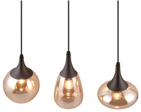 Fekete-narancssárga függőlámpa üveg búrával Lumina – Trio