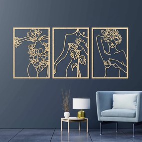Modern festmény virágos nőkről, háromrészes szett | ELEGANCE
