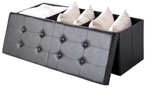 Casaria® Tárolódoboz csuklós fedéllel fekete - 115x38x38cm