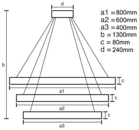 LED állítható fényerejű csillár kábellel LED/240W/230V 3000-6500K + DO