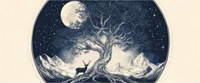 Kép – Mágikus fa szarvassal I. (120x50 cm)