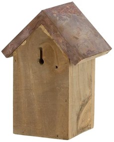 Fa madárház ökörszemnek, rézlemez tetővel, 20 cm