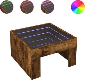vidaXL füstös tölgy végtelen hatású LED-es dohányzóasztal 50x50x30 cm