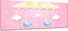 Våszonkép 100x40 Aranyos körhinta madårkåkkal