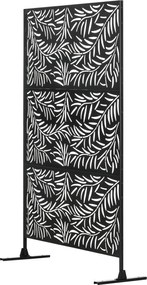 Outsunny 3-panelos szobajelző 122 x 198 cm-es árnyékoló képernyő állvánnyal és fűzfa mintás elválasztó a kerthez, teraszhoz, acél, fekete | Aosom