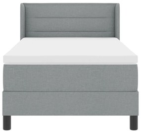 Boxspring Ágy Mattal, Világosszürke, 80x200 cm, Szövet