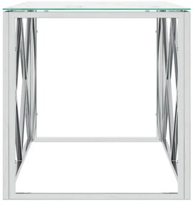 Üveg és rozsdamentes acél dohányzóasztal 110x45x45 cm