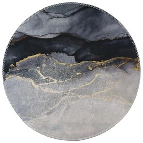 Fekete-fehér mosható kerek szőnyeg ø 80 cm – Vitaus