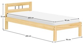 Egyszemélyes ágy 90x200 cm Joja (természetes). 1119521
