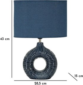 Kék kerámia asztali lámpa textil búrával (magasság 43 cm) Seta – Mauro Ferretti