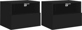 vidaXL 2 db fekete szerelt fa fali TV-szekrény 40 x 30 x 30 cm