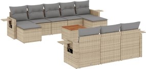 vidaXL 11 részes bézs polyrattan kerti ülőgarnitúra párnákkal