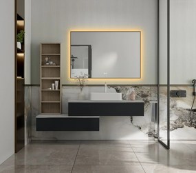 Erga Megan, LED tükör 120x80cm fekete keretben, 3105 lm, 3 fényszín, háttérvilágítás, ERG-V01-MEGAN-1280-BK
