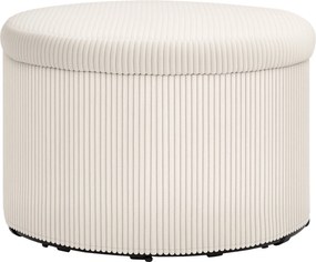 HOMCOM Tárolós Puff Ülőke Fedéllel, Kerek Párnázott Lábpihentető Kordbársony Kinézettel, Nappaliba, Hálószobába 60 x 60 x 41 cm Bézs | Aosom