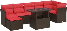vidaXL 8 részes barna polyrattan akácfa kerti ülőgarnitúra párnákkal