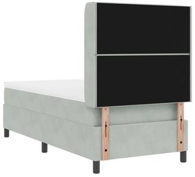 Boxspring Ágy Mattal és LED Fénnyel Szürke 90x190 cm Bársony