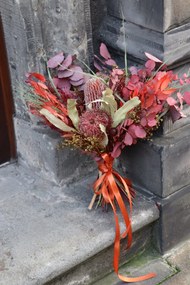 Prémium Bordeaux Csokor Exotikus Virágokból, csokor vázába, csokor