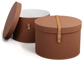 Barna fedeles karton tárolódoboz szett 2 db-os ø 37,5x25 cm Rut Restore Paper Laminate – Bigso