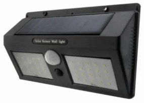 Led lámpatest , napelemes , oldalfali , mozgásérzékelős , 5 Watt , hideg fehér , kültéri , fekete , IP65