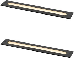 2 darabos modern fekete talajba süllyeszthető spotlámpa készlet 50 cm LED-del IP65 - Eline