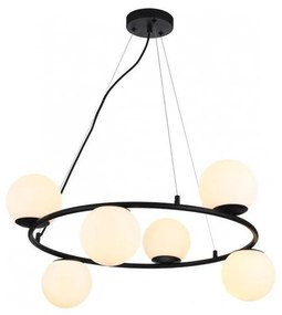 Redo 01-3158 - Csillár zsinóron BOWLING 6xE14/28W/230V fekete