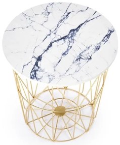 Kávésasztal HARISSA 41x42 cm arany/fehér márvány dekoráció