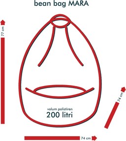 Mara babzsákfotel - műbőr - krém - 200 liter