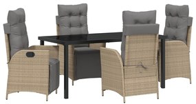 5 darabos kert étkező szett krémbézs poly rattan