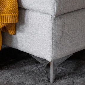 Világosszürke kinyitható-tárolóhelyes sarokkanapé (jobb oldali-U alakú) Louis – ELTAP