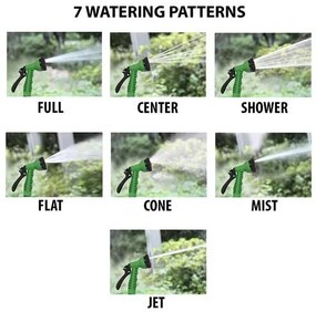 Garden Tools kerti öntöző szett: többpermetes szórópisztoly négy tartozékkal, műanyag, zöld / fekete 7 Fajta szórási Mód 4 Tartozékkal