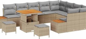 vidaXL Kerti Kanapé Szett 12 pcs Bézs polirattan