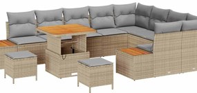 vidaXL Kerti Kanapé Szett 12 pcs Bézs polirattan