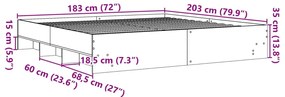 füstös tölgy színű szerelt fa ágykeret matrac nélkül 180x200 cm