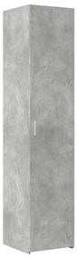 betonszürke szerelt fa vékony tárolószekrény 40 x 42,5 x 225 cm