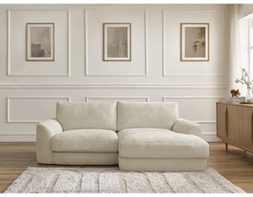 Bézs zsenília sarokkanapé (jobb oldali-heverő résszel) Leonore – Bobochic Paris