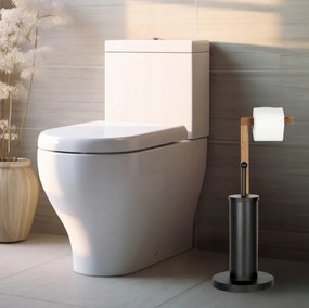 Erga Aurora Small Black, WC kefe fa WC papír tartóval 19x19x56 cm, barna-fekete, ERG-SEP-1340STLAZSBLA