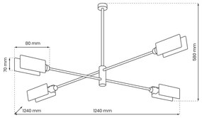 Csillár rúdon ASTRA 4xE27/60W/230V fekete