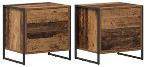 vidaXL Éjjeli asztal fiókkal 2 pcs Öreg fa 50 x 39.5 x 50 cm Faanyag