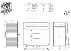 Emeletes fenyőfa gyerekágy 70x140 cm CLP - Adeko