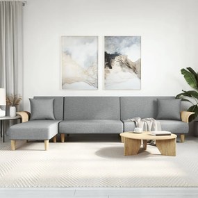 világosszürke L-alakú szövet kanapéágy 279x140x70 cm