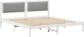 vidaXL Ágykeret fejtámlával Világosszürke 200 x 200 cm Tömör fenyőfa