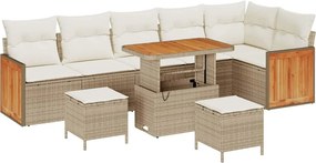 vidaXL Kerti Kanapé Szett párnával 11 pcs Beige és krém polirattan