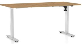 OfficeTech A állítható magasságú asztal, 160 x 80 cm, fehér alap, köves tölgy