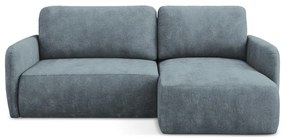 Szürkéskék zsenília kinyitható-tárolóhelyes sarokkanapé (jobb oldali-heverő résszel) Lilo – Makamii