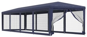kék HDPE rendezvénysátor 10 hálós oldalfallal 3 x 12 m