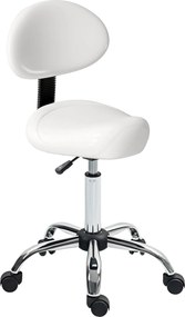 HOMCOM állítható, guruló forgózsámoly levehető támlával — magasság 83–98 cm | fehér műbőr | Aosom