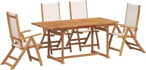 vidaXL 5 részes tömör akácfa és textilén kerti étkezőgarnitúra