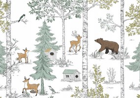 Fotótapéta Gyerekeknek Erdő Állatok Gyerek Tapéta Flizelina 200x140