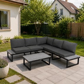 Furnigo Kerti fém szett Malaga - fekete/antracit párnák