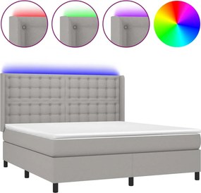 vidaXL világosszürke szövet rugós és LED-es ágy matraccal 160x200 cm